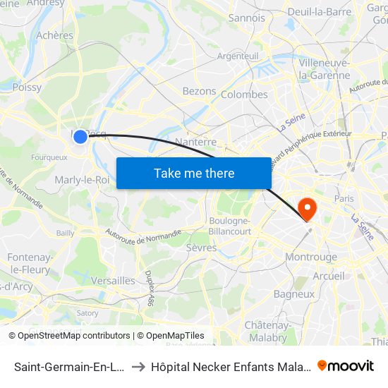 Saint-Germain-En-Laye to Hôpital Necker Enfants Malades map