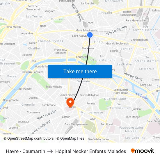 Havre - Caumartin to Hôpital Necker Enfants Malades map