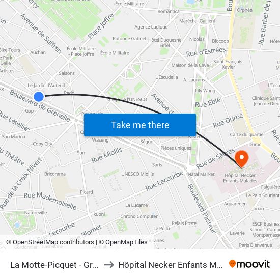 La Motte-Picquet - Grenelle to Hôpital Necker Enfants Malades map