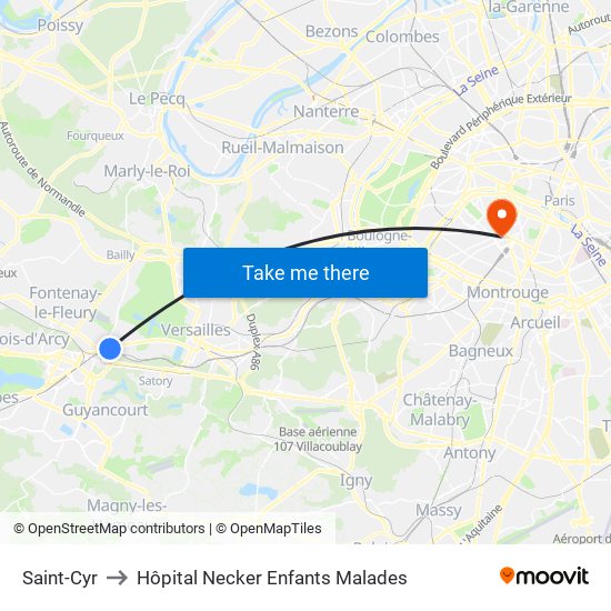 Saint-Cyr to Hôpital Necker Enfants Malades map