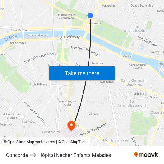 Concorde to Hôpital Necker Enfants Malades map