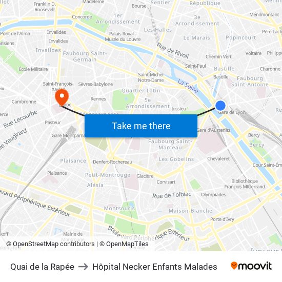 Quai de la Rapée to Hôpital Necker Enfants Malades map