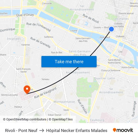 Rivoli - Pont Neuf to Hôpital Necker Enfants Malades map