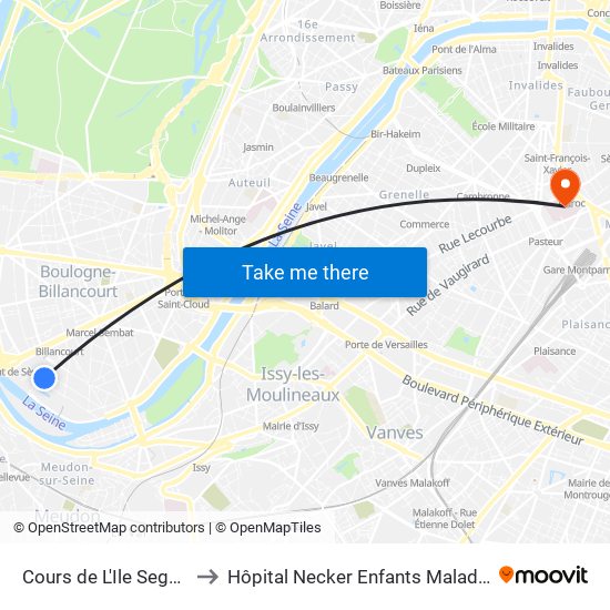 Cours de L'Ile Seguin to Hôpital Necker Enfants Malades map