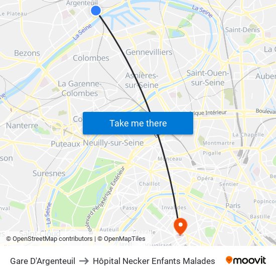 Gare D'Argenteuil to Hôpital Necker Enfants Malades map