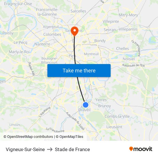 Vigneux-Sur-Seine to Stade de France map