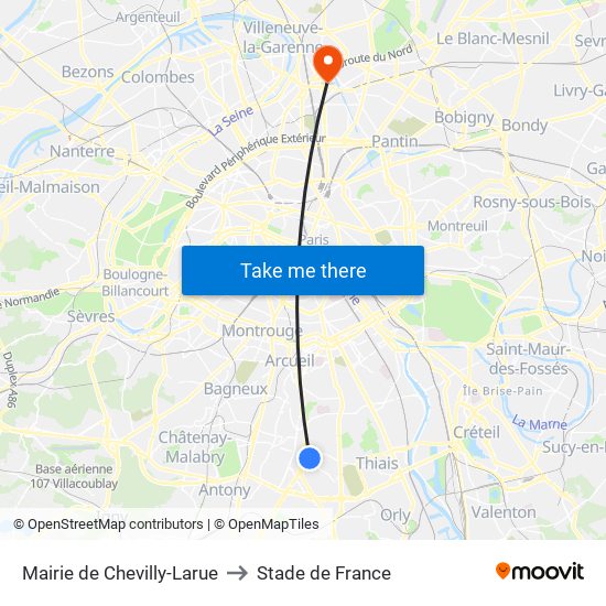 Mairie de Chevilly-Larue to Stade de France map