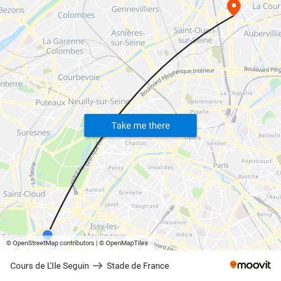 Cours de L'Ile Seguin to Stade de France map