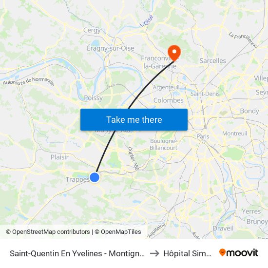 Saint-Quentin En Yvelines - Montigny-Le-Bretonneux to Hôpital Simone Veil map