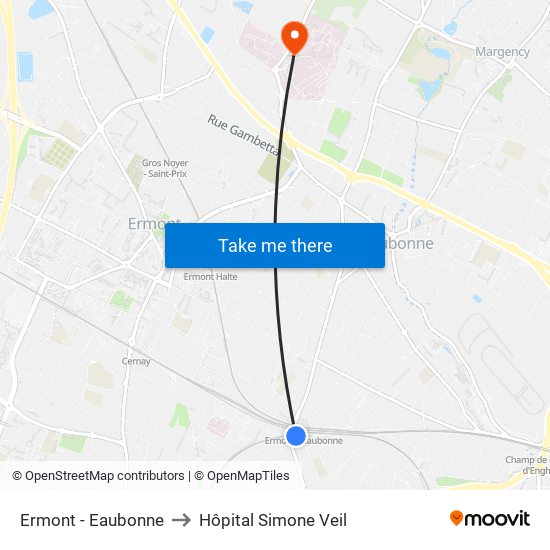 Ermont - Eaubonne to Hôpital Simone Veil map
