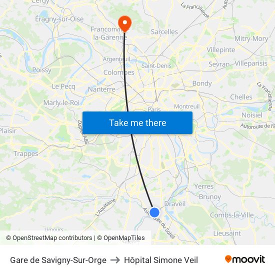 Gare de Savigny-Sur-Orge to Hôpital Simone Veil map