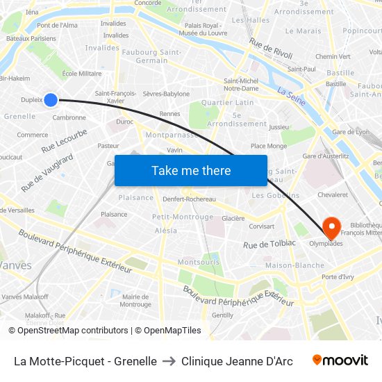 La Motte-Picquet - Grenelle to Clinique Jeanne D'Arc map