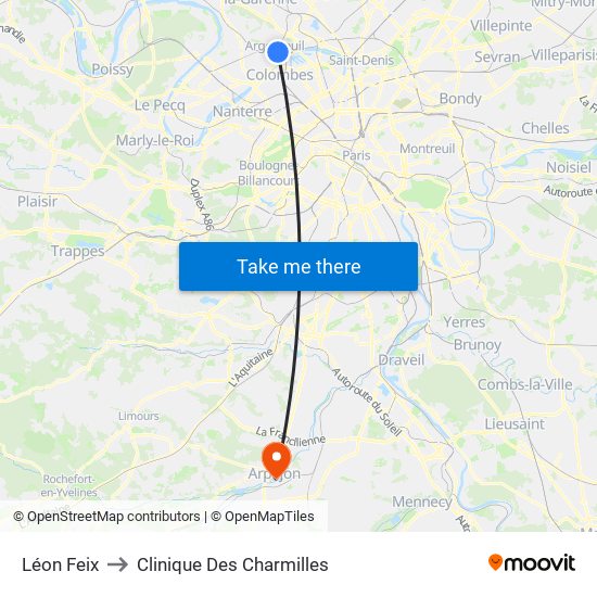 Léon Feix to Clinique Des Charmilles map