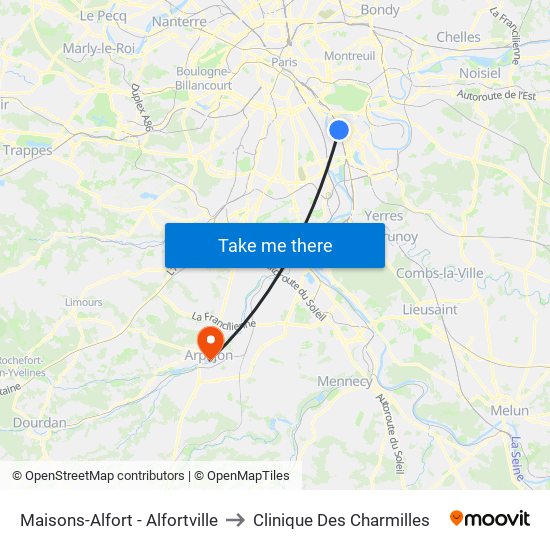Maisons-Alfort - Alfortville to Clinique Des Charmilles map