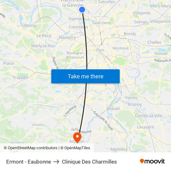 Ermont - Eaubonne to Clinique Des Charmilles map