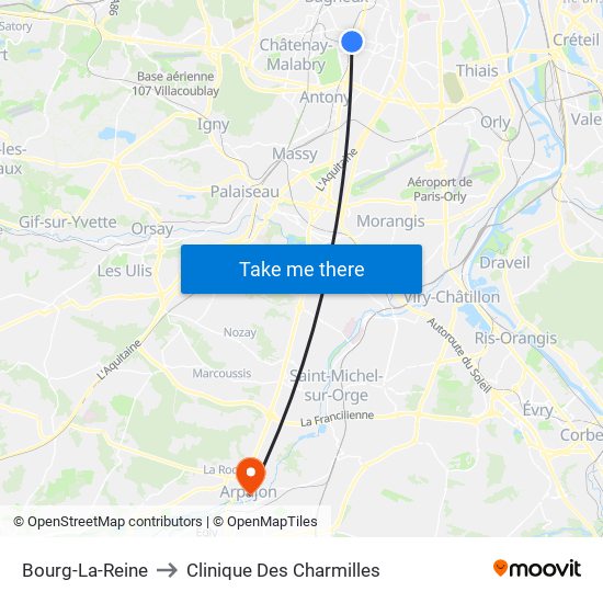 Bourg-La-Reine to Clinique Des Charmilles map