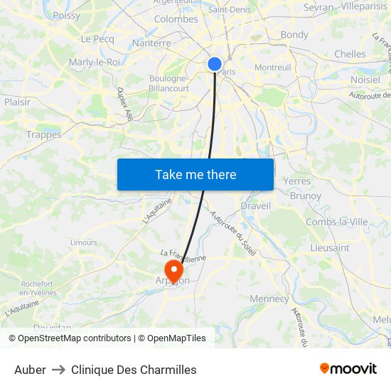 Auber to Clinique Des Charmilles map