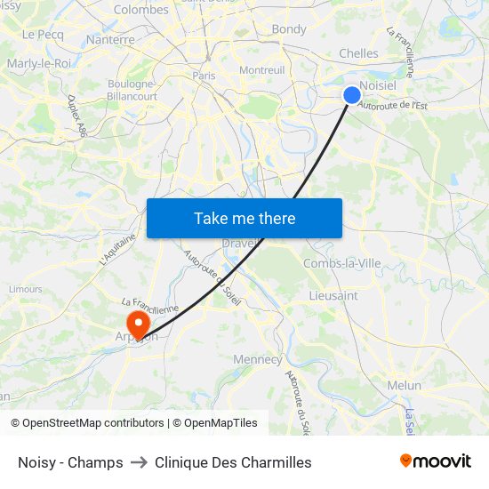 Noisy - Champs to Clinique Des Charmilles map