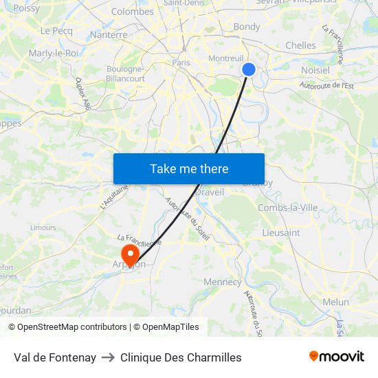 Val de Fontenay to Clinique Des Charmilles map
