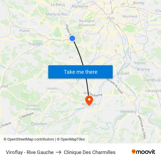 Viroflay - Rive Gauche to Clinique Des Charmilles map