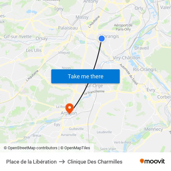 Place de la Libération to Clinique Des Charmilles map
