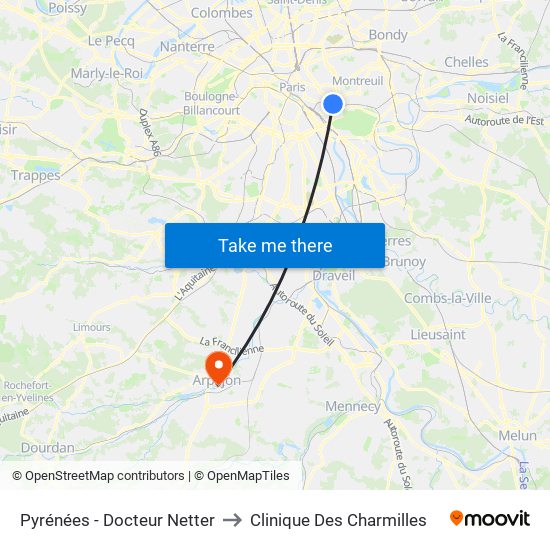 Pyrénées - Docteur Netter to Clinique Des Charmilles map
