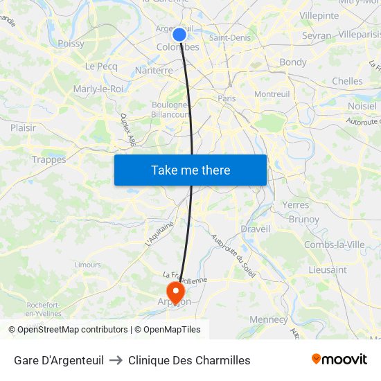 Gare D'Argenteuil to Clinique Des Charmilles map