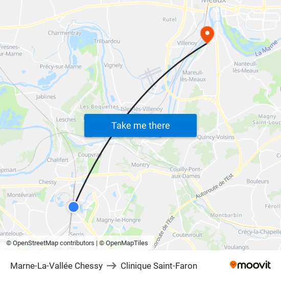 Marne-La-Vallée Chessy to Clinique Saint-Faron map