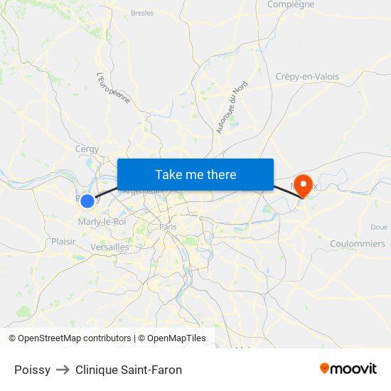 Poissy to Clinique Saint-Faron map