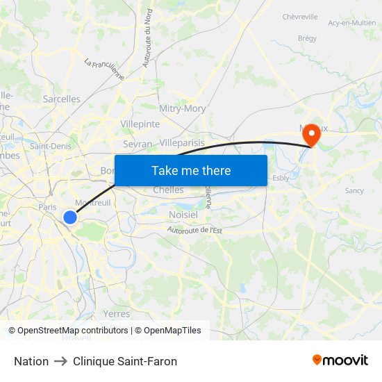 Nation to Clinique Saint-Faron map