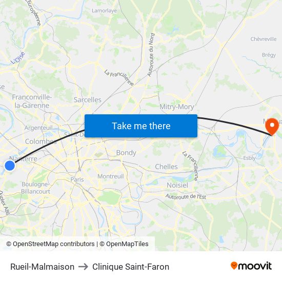 Rueil-Malmaison to Clinique Saint-Faron map