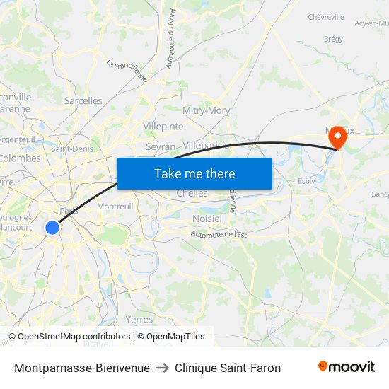 Montparnasse-Bienvenue to Clinique Saint-Faron map