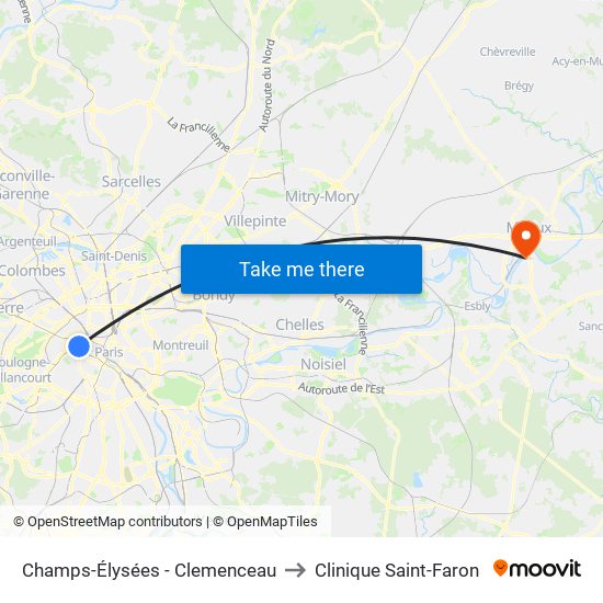 Champs-Élysées - Clemenceau to Clinique Saint-Faron map