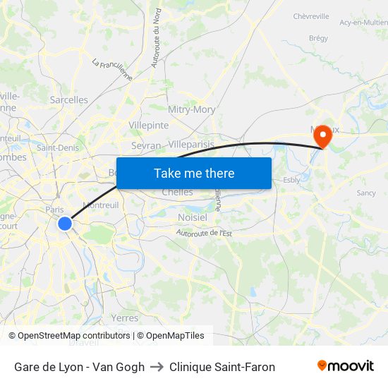 Gare de Lyon - Van Gogh to Clinique Saint-Faron map