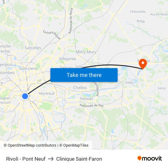 Rivoli - Pont Neuf to Clinique Saint-Faron map