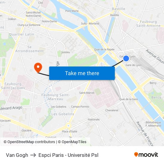 Van Gogh to Espci Paris - Université Psl map