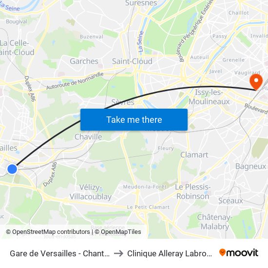 Gare de Versailles - Chantiers to Clinique Alleray Labrouste map