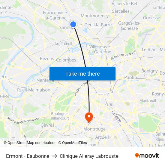 Ermont - Eaubonne to Clinique Alleray Labrouste map