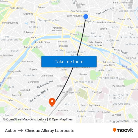 Auber to Clinique Alleray Labrouste map