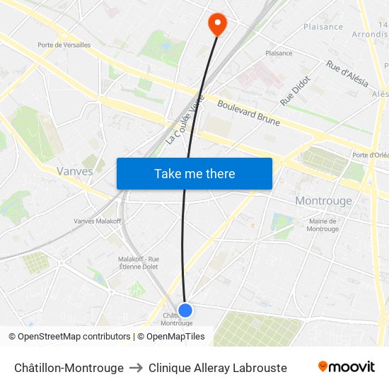Châtillon-Montrouge to Clinique Alleray Labrouste map
