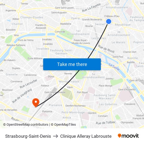 Strasbourg-Saint-Denis to Clinique Alleray Labrouste map