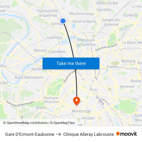 Gare D'Ermont-Eaubonne to Clinique Alleray Labrouste map