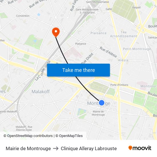 Mairie de Montrouge to Clinique Alleray Labrouste map