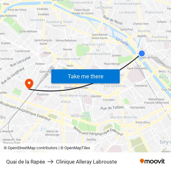 Quai de la Rapée to Clinique Alleray Labrouste map