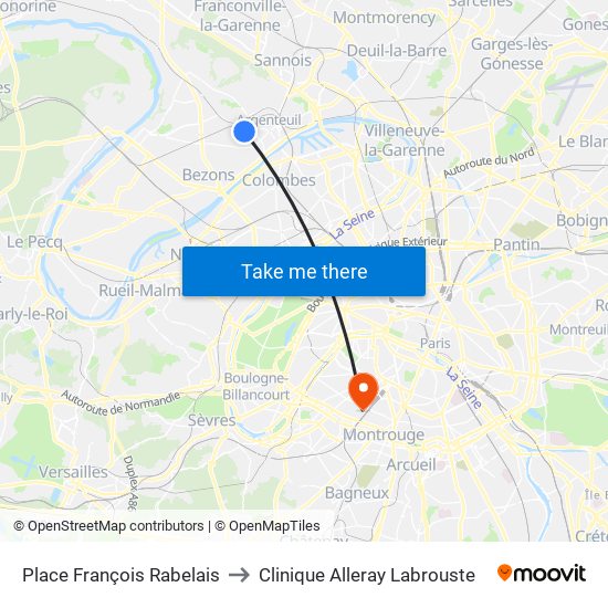 Place François Rabelais to Clinique Alleray Labrouste map
