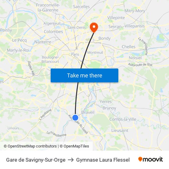 Gare de Savigny-Sur-Orge to Gymnase Laura Flessel map