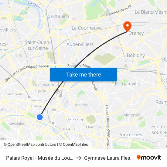 Palais Royal - Musée du Louvre to Gymnase Laura Flessel map