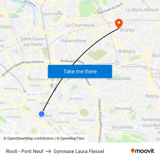 Rivoli - Pont Neuf to Gymnase Laura Flessel map