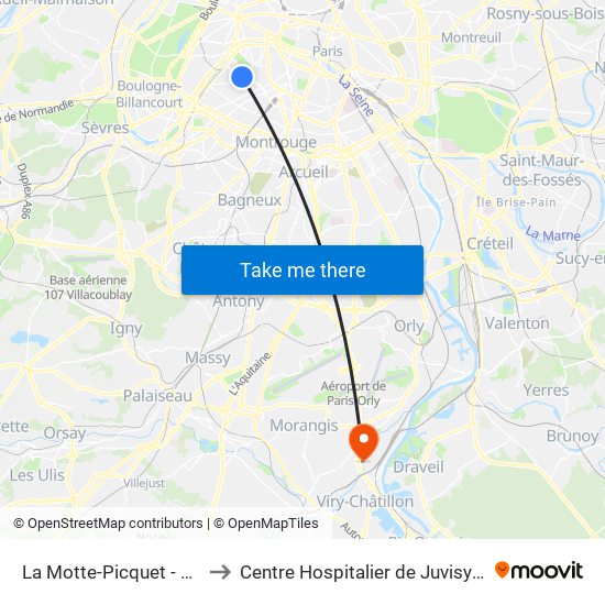 La Motte-Picquet - Grenelle to Centre Hospitalier de Juvisy-Sur-Orge map