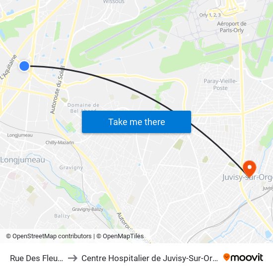 Rue Des Fleurs to Centre Hospitalier de Juvisy-Sur-Orge map